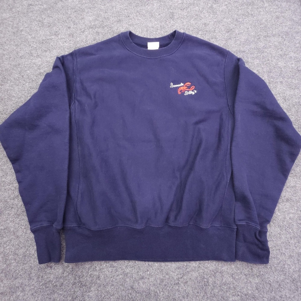 Champion Sweatshirt Mens‎ Medium Navy Reverse Weave Barnacle Billy's Lobster